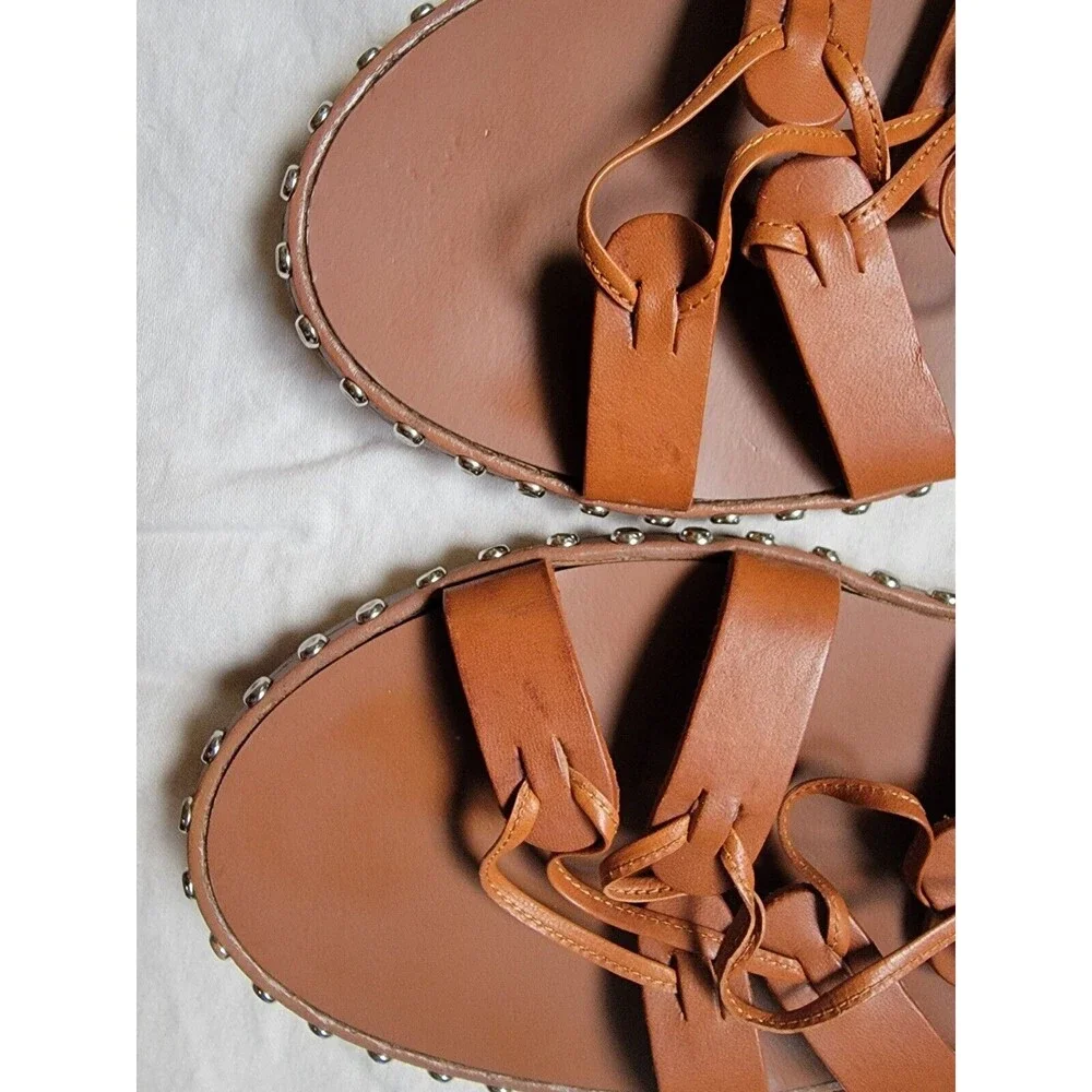 J. Crew Studded Gladiator Sandals  SIZE‎ 11 Brown Made In Italy